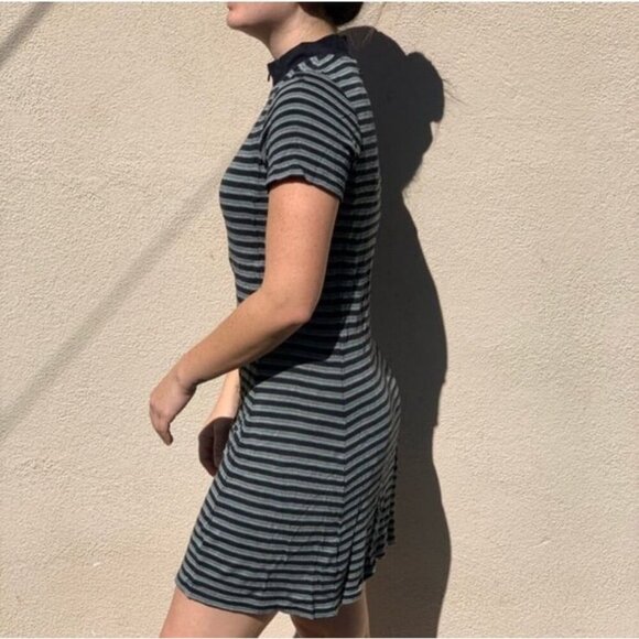 RVCA Striped Zip Up Mock Black Grey Mini Bodycon Dress Women’s Size Small - Picture 2 of 5